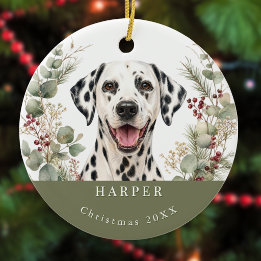 Dalmatiner-Hund Bild Wasserfarbe Weihnachten Keramik Ornament