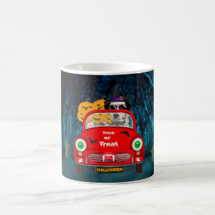 Dalmatiner Hund fährt Auto Gruseliges Halloween  Kaffeetasse