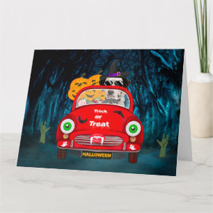 Dalmatiner Hund fährt Auto Gruseliges Halloween Karte