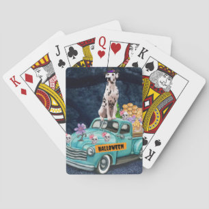 Dalmatiner-Hund Halloween-LKW Gruselige Nacht Spielkarten