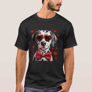 Dalmatiner Hund Herz Sonnenbrille Red Bow Krawatte T-Shirt