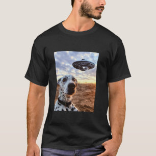 Dalmatiner Hund Hund Selbstporträt mit UFOs Aliens T-Shirt