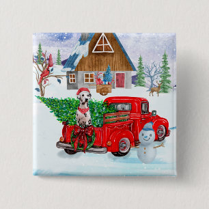 Dalmatiner Hund in der Weihnachtslieferung LKW Sch Button