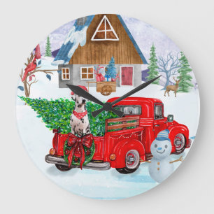 Dalmatiner Hund in der Weihnachtslieferung LKW Sch Große Wanduhr