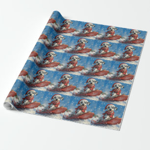 Dalmatiner Hund in Sledge Lass es Schnee Weihnacht Geschenkpapier