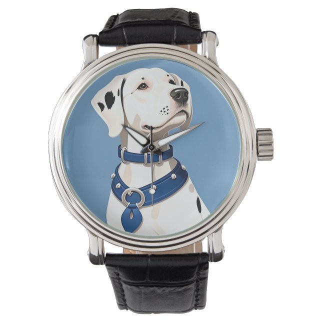 Dalmatiner Hund mit blauem Collar Armbanduhr (Vorderseite)