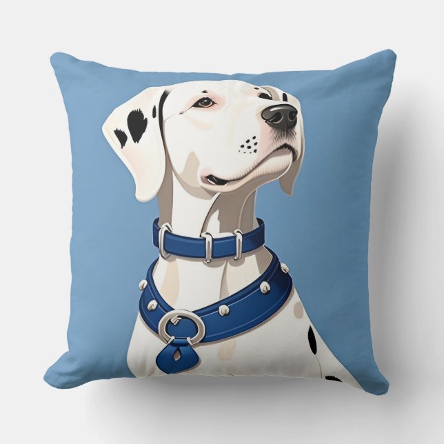 Dalmatiner Hund mit blauem Collar Kissen (Vorderseite)