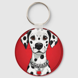 Dalmatiner Hund mit Rotherz-Collar Schlüsselanhänger
