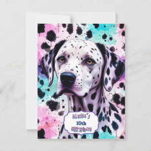 Dalmatiner Hund Rosa Lila Türkis Geburtstag Postkarte