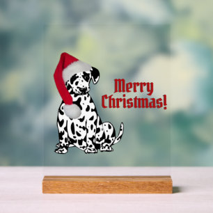 Dalmatiner Hund Rote Strumpfkappe Frohe Weihnachte Acrylschild