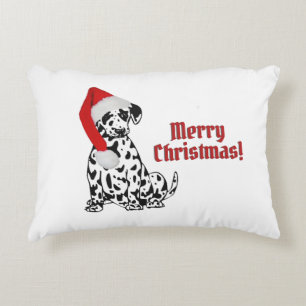 Dalmatiner-Hund rote Strumpfkappe Frohe Weihnachte Dekokissen