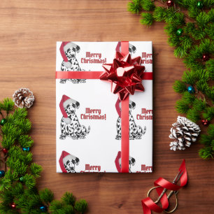 Dalmatiner-Hund rote Strumpfkappe Frohe Weihnachte Geschenkpapier