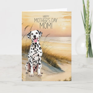 Dalmatiner-Hund Sonnenuntergang Strand Muttertag Feiertagskarte