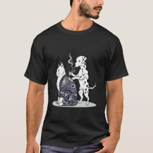 Dalmatiner-Hund tätowiert Katze Lustiger Tätowiere T-Shirt