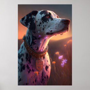 Dalmatiner Hund Tierportrait Malerei Liebe Poster