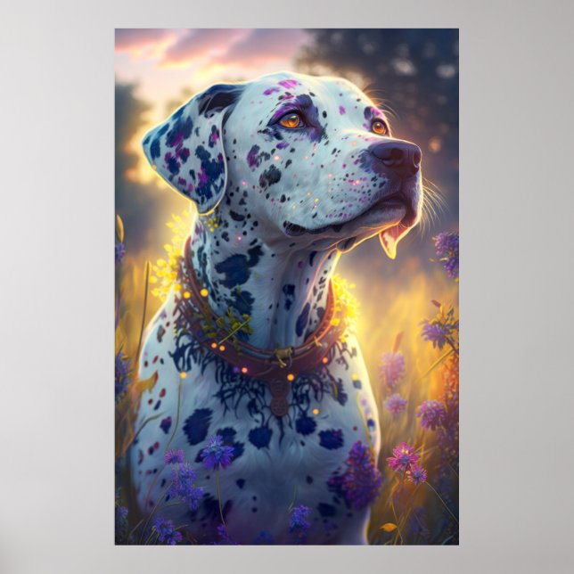 Dalmatiner Hund Tierportrait Malerei Liebe Poster (Vorne)