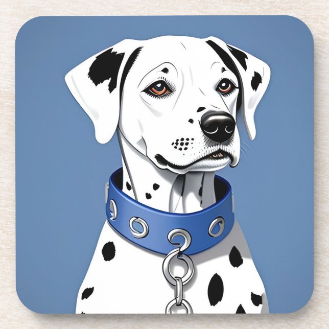 Dalmatiner Hund tragen einen blauen Collar Getränkeuntersetzer (Vorderseite)
