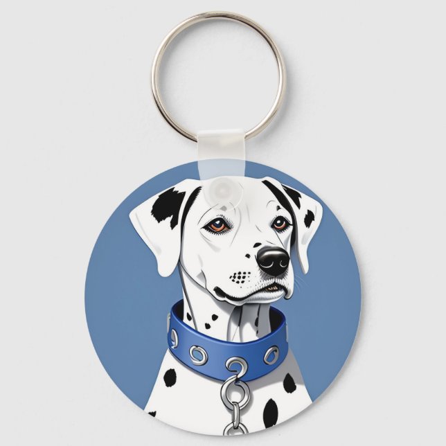 Dalmatiner Hund tragen einen blauen Collar Schlüsselanhänger (Vorderseite)