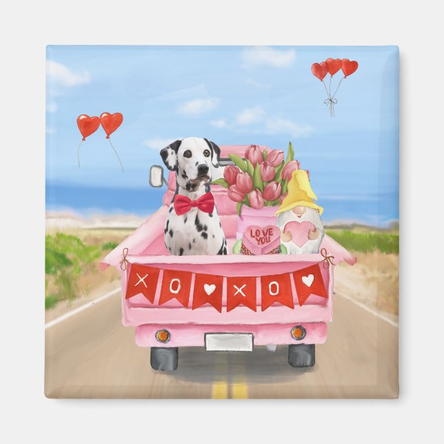Dalmatiner Hund Valentinstag Lkw Herz Magnet (Vorne)