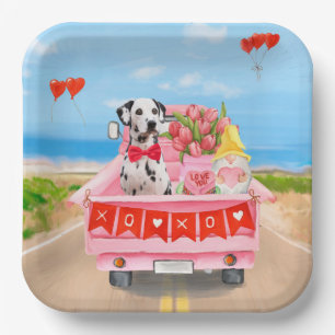 Dalmatiner Hund Valentinstag Lkw Herz Pappteller