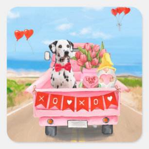 Dalmatiner Hund Valentinstag Lkw Herz Quadratischer Aufkleber