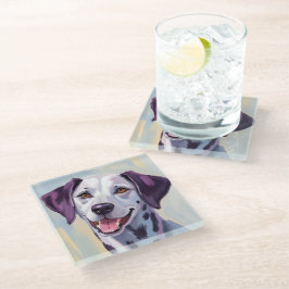 Dalmatiner | Hund Wasserfarbe Haustiermalerei Glasuntersetzer