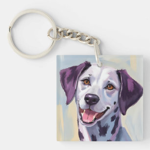 Dalmatiner   Hund Wasserfarbe Haustiermalerei Schlüsselanhänger