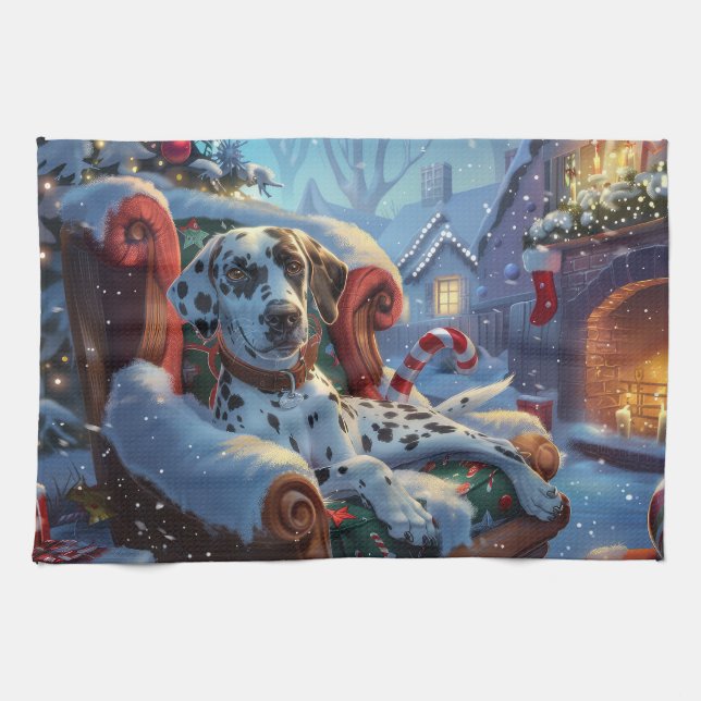 Dalmatiner Hund Weihnachten Geschirrtuch (Horizontal)