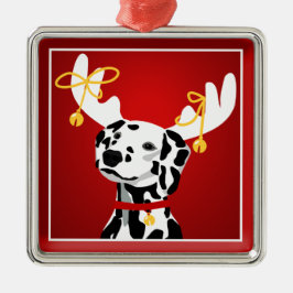 Dalmatiner Hund Weihnachten Hirsch Premium Ornamen Silbernes Ornament