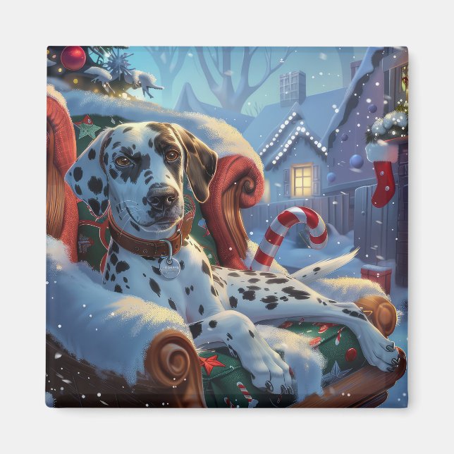 Dalmatiner Hund Weihnachten Magnet (Vorne)