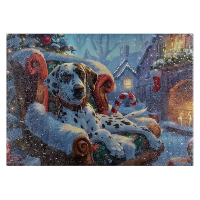 Dalmatiner Hund Weihnachten Schneidebrett (Vorderseite)