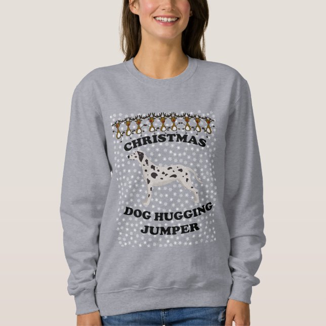 Dalmatiner Hund Weihnachts-Hund umarmt Sweatshirt (Vorderseite)