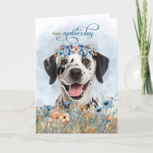 Dalmatiner-Hund Wildblumen Muttertag Feiertagskarte