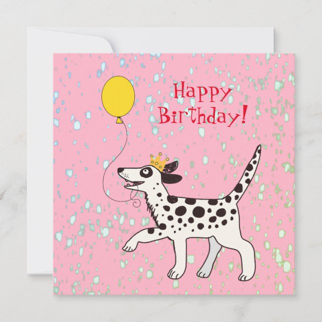 Dalmatiner Hund wünscht zum Geburtstag (Vorderseite)