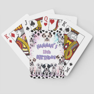 Dalmatiner-Hunde Lila Wasserfarben-Geburtstagsfeie Spielkarten