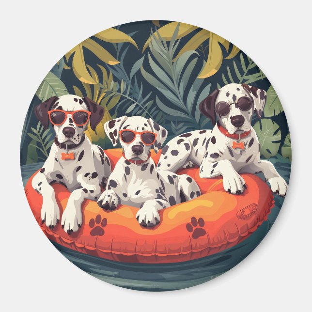 Dalmatiner Hunde Sommer Ananas Pool Float Magnet (Vorne)