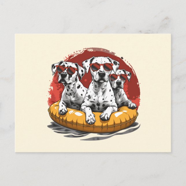 Dalmatiner Hunde Sommer Ananas Pool Float Postkarte (Vorderseite)