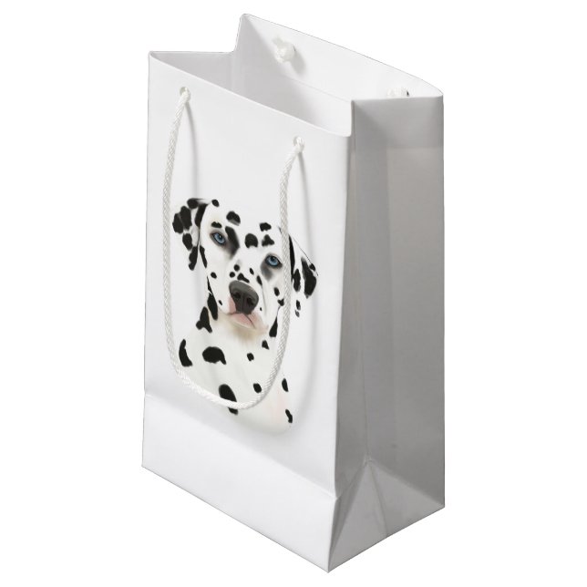 Dalmatiner-Hundekunst Kleine Geschenktüte (Vorderseite Schrägansicht)