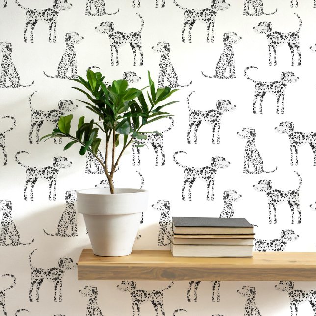Dalmatiner-Hundemuster Tapete (Fun Dalmatian dog peel and stick art wallpaper for animal and pet lovers)