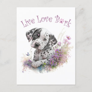 Dalmatiner-Hundemutter Blumen Postkarte
