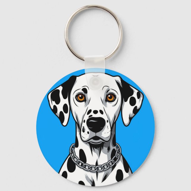 Dalmatiner-Hundeportrait mit lebendigem Hintergrun Schlüsselanhänger (Vorderseite)