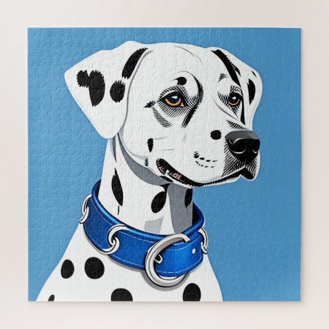 Dalmatiner-Hundportrait mit blauem Collar (Vertikal)