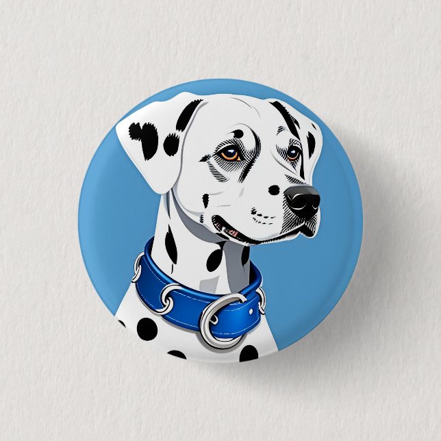 Dalmatiner-Hundportrait mit blauem Collar Button (Vorderseite)