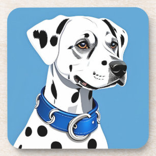 Dalmatiner-Hundportrait mit blauem Collar Getränkeuntersetzer