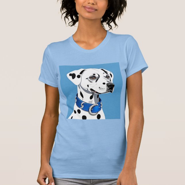 Dalmatiner-Hundportrait mit blauem Collar T-Shirt (Vorderseite)