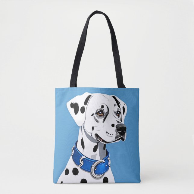 Dalmatiner-Hundportrait mit blauem Collar Tasche (Vorderseite)