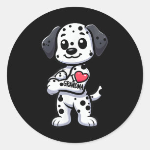Dalmatiner I Liebe Oma Funny Dog Tattoo Runder Aufkleber