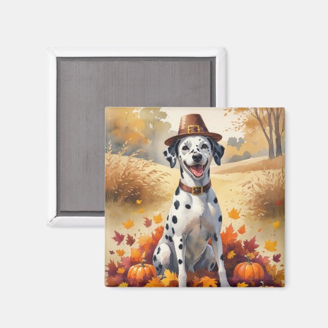 Dalmatiner im Herbst lässt Erntedank Kunst Magnet (Vorderseite/Rückseite)