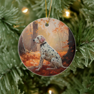 Dalmatiner im Herbst Leaves Fall Inspiriert Keramik Ornament