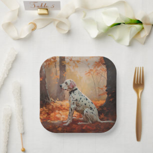 Dalmatiner im Herbst Leaves Fall Inspiriert Pappteller